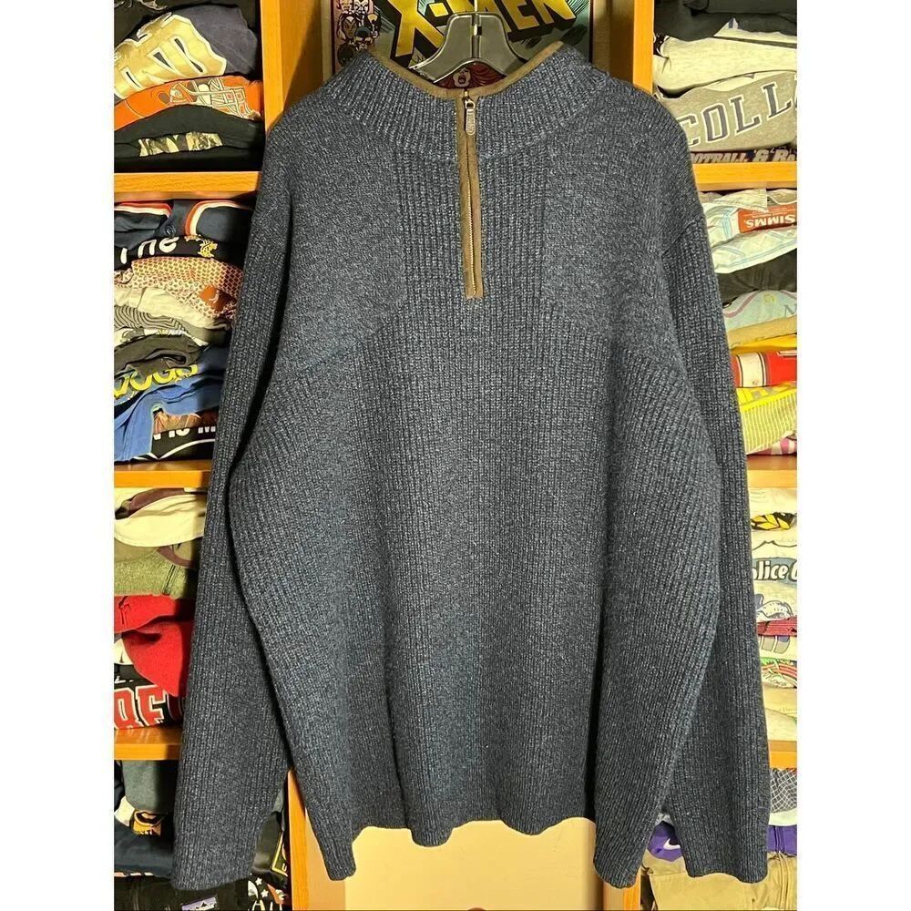 L.L. Bean Merino Lambs Wool Knit Pullover Quarter Zip Sweater